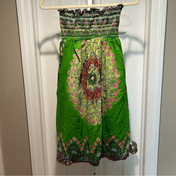 Boho RAVIYA Smocked Strapless Dress - Festival Vibes! Size Small - Picture 1 of 8